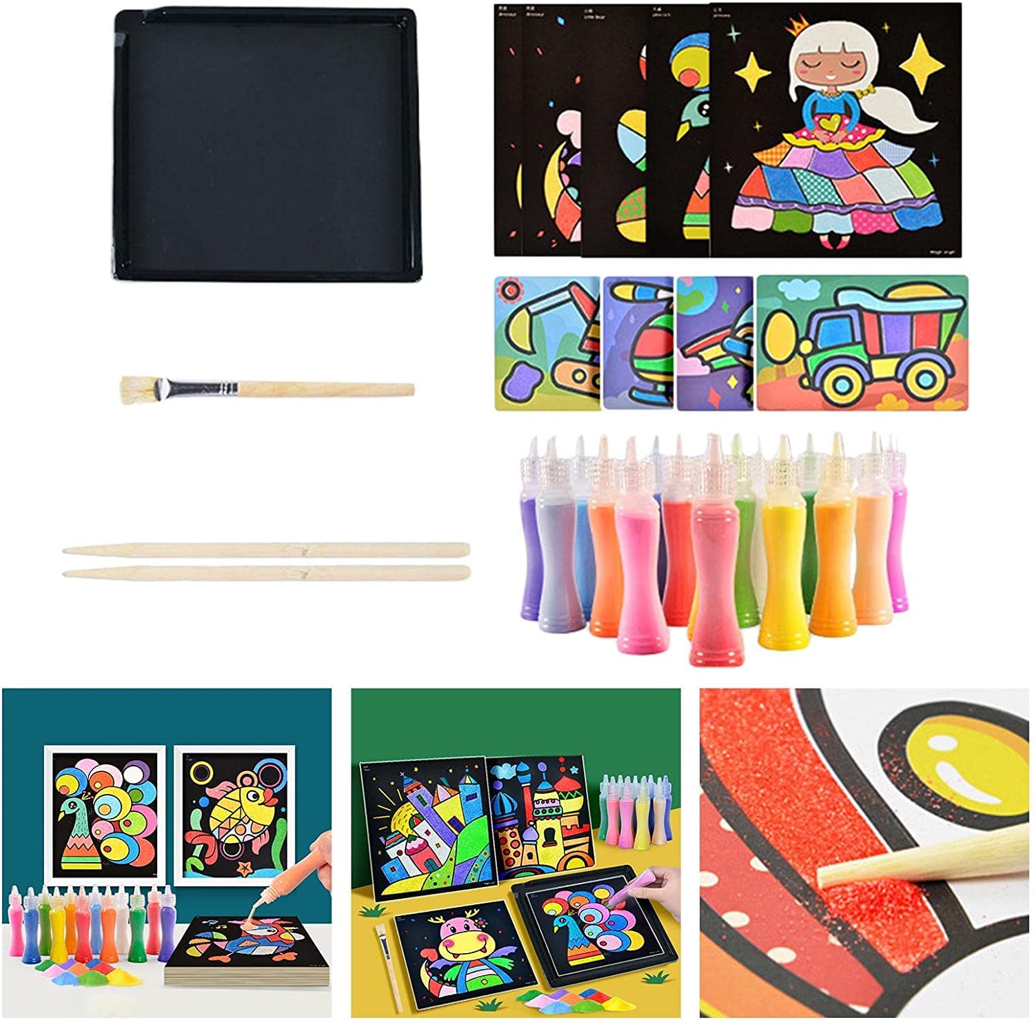 サンドペインティング　砂でオリジナル Amazon.co.jp: 砂絵 セット 27枚サンドアートペインティングカード